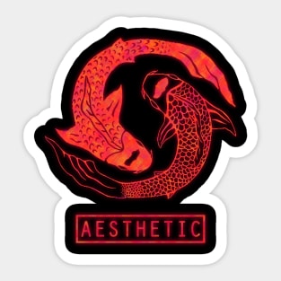 Aesthetic koi ying yang Sticker